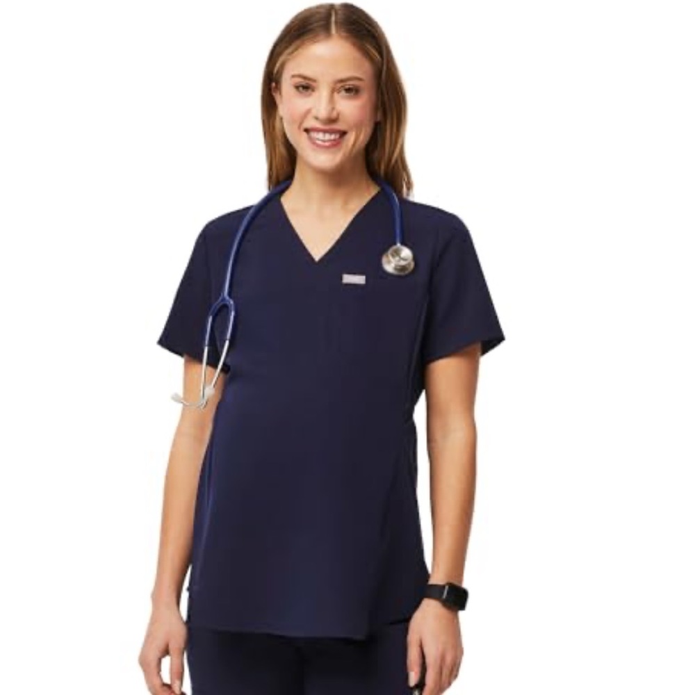 Figs Octavia Maternity Scrub Top for Women Navy Blue